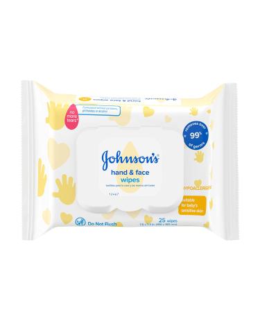 Johnson's Hand & Face Baby Sanitizing Cleansing Wipes for Travel and On-the-Go, No More Tears Formula, Paraben and Alcohol Free, 25 ct (Pack of 4)