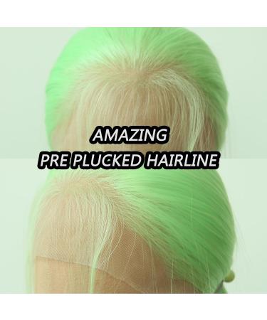 Light Green Synthetic Lace Front Wig - Long Straight Heat Resistant Fiber Hair - Pre Plucked Natural Hairline - for Cosplay and Daily Wear - Buy Online on SooperMarket.com