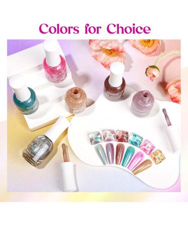 MIZHSE 15ML Quick Dry Holographic Nail Polish Shimmer Glitter Nail Polish Varnish Magic Colour Change Iridescent Nail Lacquer Long Lasting No Need Lamp Cure 002 LSZJY002 - Buy Online on SooperMarket.com