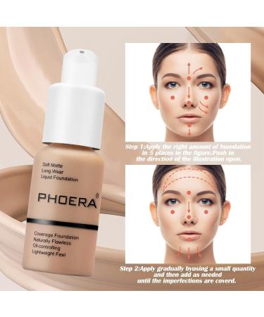 Aquapurity Phoera Full Coverage Foundation 30ml - 103 Warm Peach | Soft Matte Oil Control Concealer for Flawless & Long Lasting Results - Buy Online on SooperMarket.com