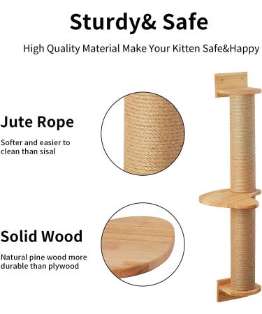FUKUMARU Cat Activity Tree w/ Scratching Posts & Wall Mounted Jute Scratcher Pine Hammock - Buy Online on SooperMarket.com