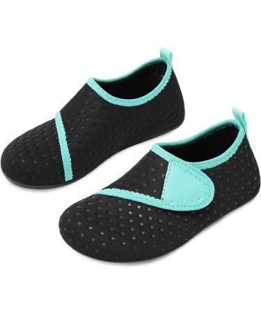 JIASUQI Kids Water Shoes Quick Dry Barefoot Aqua Socks - Black Blue Strip | Beach Pool Swimming | Size 10.5/11 UK Child - Buy Online on SooperMarket.com