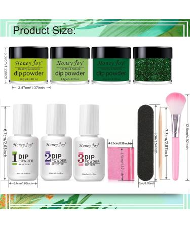 Honey Joy Dip Powder Nail Kit - 4 Colors Mint & Deep Forest Green, Dipping Powder Set - Base Top Coat for Manicure - Salon Quality DIY Nail Art - No LED Lamp Needed - Buy Online on SooperMarket.com