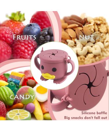 Non-Spill Silicone Baby Snack Cup with Lid - BPA-Free, Easy to Hold & Portable - Purplish Red - Buy Online on SooperMarket.com
