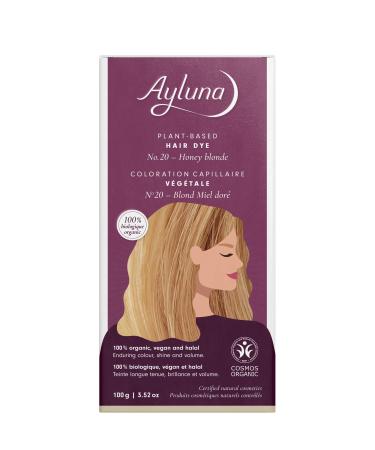 Ayluna plant hair color 20 honey blonde vegan hair color with henna Indian Krapp Fenugreek & Chamomile for a long -lasting color shine & volume ammonia -free 100% gray hair cover 100g honey blonde 20 100 g (1 Pack)