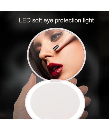 LED Lighted Travel Makeup Mirror Round LED Pocket Mirror Portable Foldable Mini LED Lighted Pocket Makeup Mirror for Travel - Buy Online on SooperMarket.com