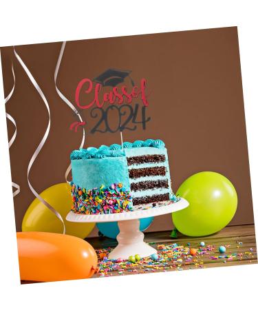 OFFSCH 5 Sets Cake Insert Top Hat Grad Party Decoration Graduation Grad Party Supplies Cupcake Decors Cake Decoration Red Paper European and American Graduation Season Red 16.00X13.00X0.10CM - Buy Online on SooperMarket.com
