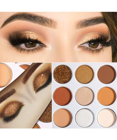Ecofavor 9-Color Brown Eyeshadow Palette - Natural Matte, Shimmer, Glitter | Highly Pigmented, Waterproof | Easy to Blend Naked Earth Tones Makeup Palette - Buy Online on SooperMarket.com