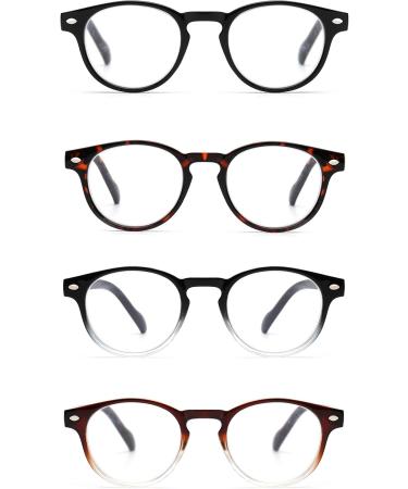 JM 4 Pack Vintage Round Spring Hinge Reading Glasses for Men & Women +1.0 Mixed Color Set - Buy Online on SooperMarket.com