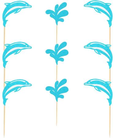Arthsdite 24Pcs Dolphin Cupcake Toppers Under the Sea Theme Cupcake Picks Ocean Animal Baby Shower Kids Birthday Party Cake Decorations Supplies - Blue Glitter - Buy Online on SooperMarket.com