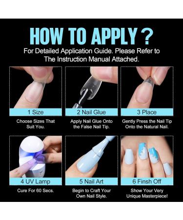 TOMICCA Nail Extension Kit - 4 In 1 Nail Glue and Base Gel with 150Pcs Short Almond Nails - Easy DIY Nail Art Acrylic Kit for Women and Girls - Buy Online on SooperMarket.com