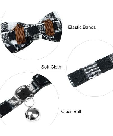 Dynmeow Plaid Pattern Cat and Dog Collar with Bowtie - Adjustable, Comfortable Boy or Girl Gift - XX-Small, Black - Buy Online on SooperMarket.com