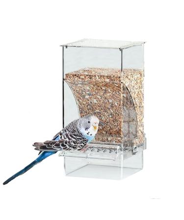 Parrot Automatic Feeder No Mess Bird Feeder Food Container Feeding Station Foraging Cage Accessories Acrylic Suitable for Parrot Cockatoo Canary Love Bird Transparent