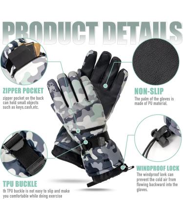 Winter Ski Gloves - Jogoo 3M Thinsulate Snowboard Gloves for Men and Women | Touchscreen, Waterproof & Windproof with Pocket | Large Size - Buy Online on SooperMarket.com