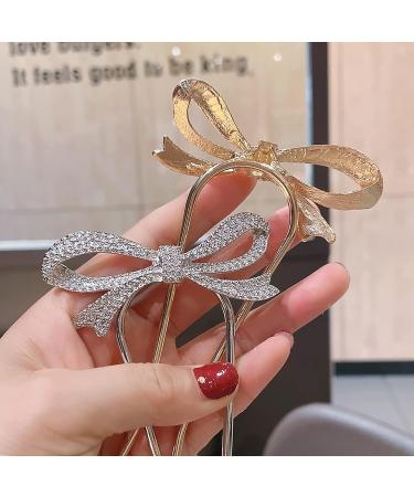 4 PACK Pearl Rhinestone U Shape Hair Fork Sticks - Wedding Hair Pins for Women and Girls - Buy Online on SooperMarket.com
