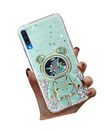 Tivenfezk Nadoli for Samsung Galaxy A70 Treibsand B r Astronaut Hidden Stand Shell caricature glitter astronaut stand Soft silicone bling cell phone case.
