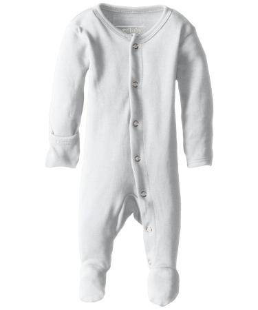L'Ovedbaby Girls' Organic Baby Snap Footie 3-6 Months White