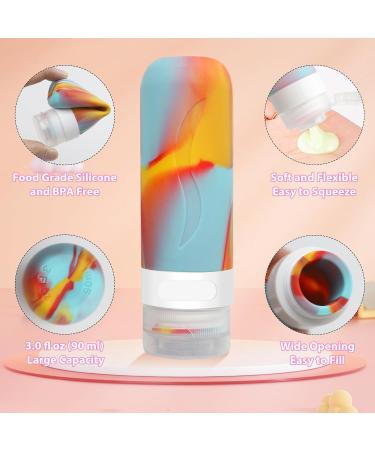 Heymkgo Silicone Travel Bottles Set - 5 Pack 90ml Refillable Squeeze Travel Containers for Easy Filling - Perfect for International Travel - Buy Online on SooperMarket.com
