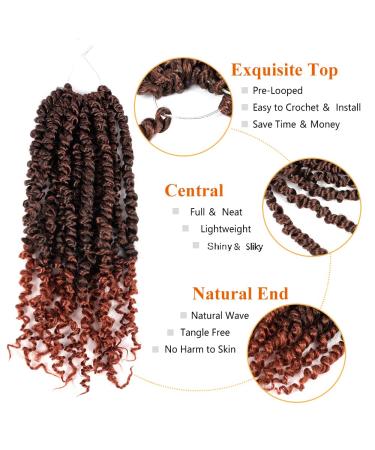 Umylar 10 Inch Pre-twisted Passion Twist Crochet Hair 8 Packs - Short Bohemian Braids Synthetic Extensions in 1B/350 - for Women - Buy Online on SooperMarket.com