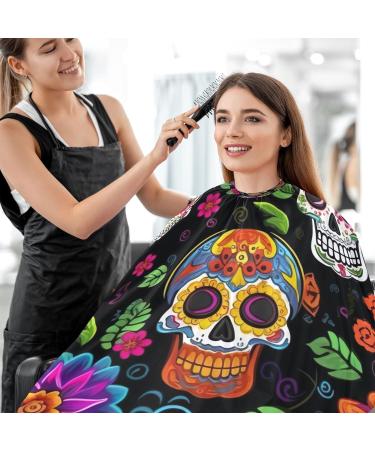 Kigai Skull Flowers Barber Cape | Professional Waterproof Hair Cutting Cape for Men & Women | Adjustable Snap Closure Hairdressing Cape - Buy Online on SooperMarket.com