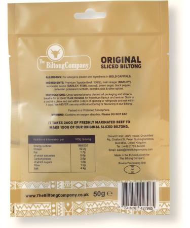 Biltong Sliced - 10 x 50g - Original Flavour - Buy Online on SooperMarket.com