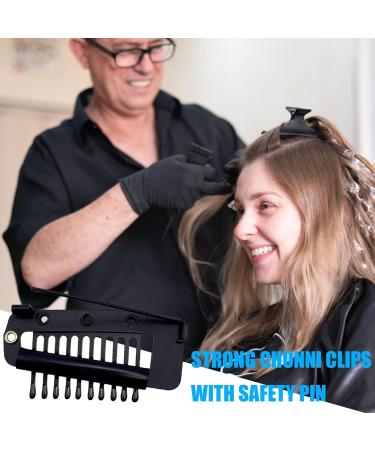 4-Piece Hair Extension Clamps - Metal Wig Clinging Snap Brackets for Women - 10 Teeth Black Comb Clips - Buy Online on SooperMarket.com