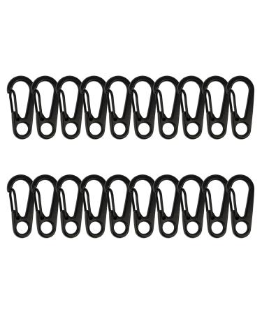 Temlum 3.3 cm mini carabiner set aluminum carabiner hook carabiner small key rings hook for camping travel hiking (10 pieces) black 20 pieces