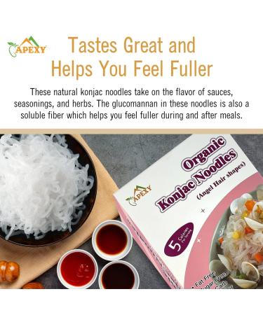 Apexy Organic Shirataki Konjac Noodle Angel Hair Pasta 53.6oz - 8 Pouches | Low Calorie, Low-Carb, Gluten-Free, Vegan, Keto & Paleo-Friendly - Buy Online on SooperMarket.com