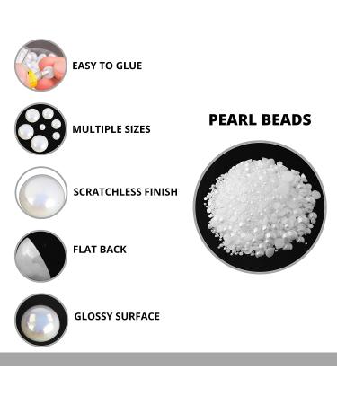 Articyard 5700 AB White Half Pearls - Flatback Pearls for Crafts & Nails - DIY Accessory for Art, Fashion & Makeup - Buy Online on SooperMarket.com