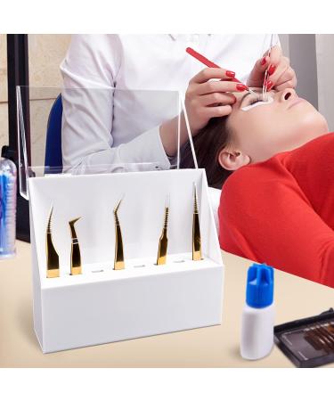 Noverlife 8-Slot Eyelash Tweezer Holder | Acrylic Lash Tweezer Storage Case with Dust-proof Cover | Organizer Stand for Salon & Home - Buy Online on SooperMarket.com