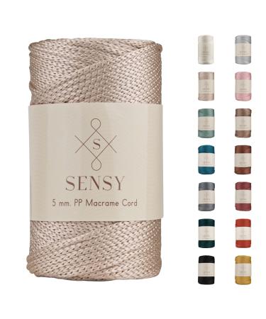 Sensy Premium 5mm 104 Yards Polyester Rope 100% Polypropylene Cord Macrame Cord 5mm Crochet Bag Cord Macrame Rope Crochet Thread Gift for Knitter (Latte) 1 Skein Latte