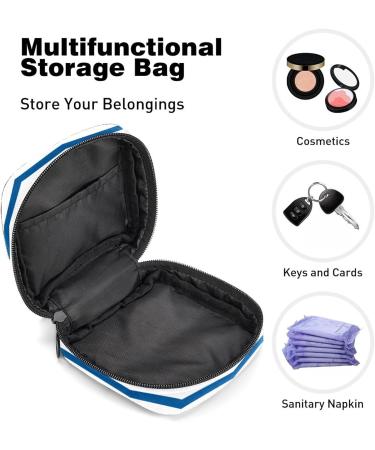 Blue & White Stripes Sanitary Napkin Storage Bag | Menstrual Cup & Nursing Pad Holder | Portable Period Pouch for Women & Teen Girls - Multi-Colored | 1Pc - Buy Online on SooperMarket.com