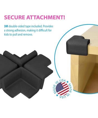 KidKusion 4-Piece Safety Corner Cushion - Black - Made in USA - Child Safety Corner Guard for Home Furniture - Baby Proof Table Protector - 4 Pack - Buy Online on SooperMarket.com