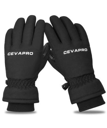 Yobenki Ski Gloves,Winter Waterproof Snow Gloves Non-Slip Breathable Cold Weather Gloves for Mens,Womens, Ladies and Kids Skiing, Snowboarding Kids Black Medium (Fits 5-6 years old)