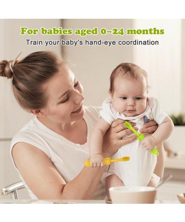 CLdy Baby Biting Toys - BPA-Free Silicone Teething Rings & Toothbrushes for Babies 3+ Months - Stimulate & Massage Gums (Yellow-Green 2 Pieces) - Buy Online on SooperMarket.com