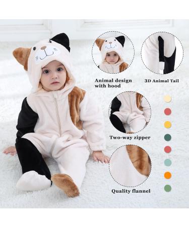 Doladola Unisex Baby Onesie | Animal Cartoon Cat Jumpsuit | Toddler's Hooded Romper | Beige Cat | 3-6 Months - Buy Online on SooperMarket.com