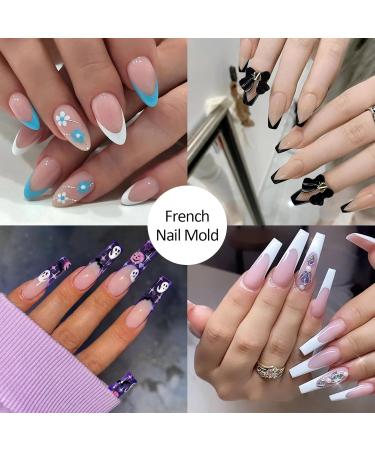 U-Shinein French Dual Nail Shape Set Nail Extension Mold & French Pads Reusable Silicone Nail Stencils French Shapes Forms Stickers French Nails Stencil for Nail Art Nail Design - Buy Online on SooperMarket.com