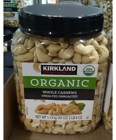 Kirkland Signatures Organic Whole Cashews Unsalted Unroasted, (Family Bundle)
