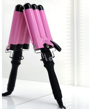Beauty Babe Waves 3 Barrel Curling Iron Hair Waver 1.25 Inch - Pink Jumbo Ceramic Wand for Perfect Beach Waves - Buy Online on SooperMarket.com