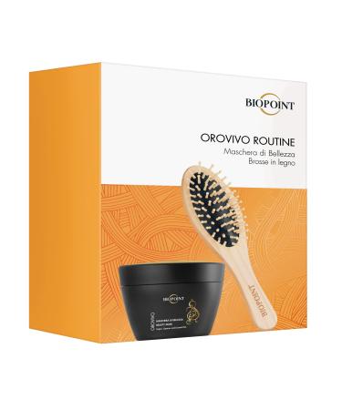 Biopoint Orovivo Orovivo Routine Gift Set for Women Including Nourishing Beauty Mask Based on Organic Oils for Silky and Shiny Hair 200ml + Wooden Brush