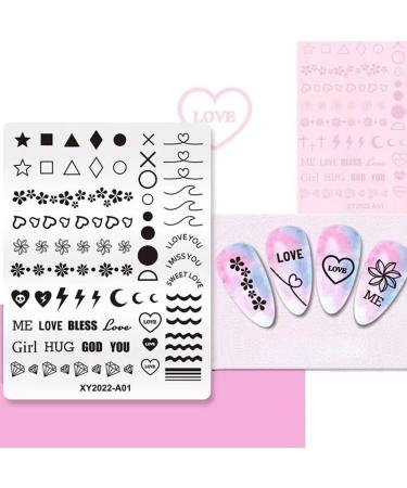 RUNRAYAY Nail Stamping Plate Fashion Flower Love Heart Geometric Multi-Pattern Nails Template Print Image Nail Art Decoration Tool