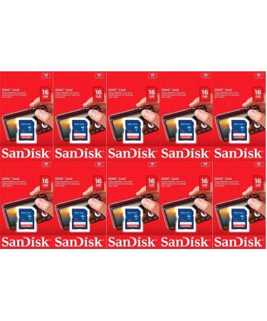 Sandisk 16GB (10 Pack) SD Card Bundle SDHC Class 4 Flash Memory | Model SDSDB-016G-B35 |