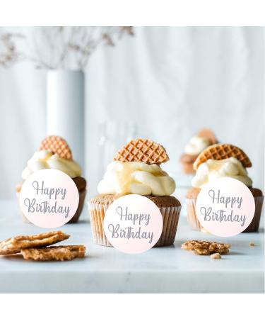 Cupcake Toppers 10 Pieces Acrylic Happy Birthday Cake Toppers Round Cake Decorations for Birthday Party Rose Gold - Buy Online on SooperMarket.com