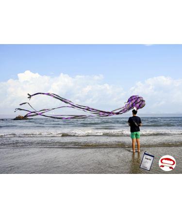 Kizh Kite Octopus Large Frameless Soft Parafoil Kites 157 Inchs Long Tail Easy to Fly for Adults Kids Outdoor,Activities,Beach Trip Great Gift to Kids Build Childhood Priceless Memories(Purple)