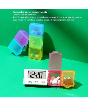 Portable Electronic Vitamin Planner 7 Color Weekly Medicine Dispenser with Detachable Cups for Elderly and Travelers - Buy Online on SooperMarket.com