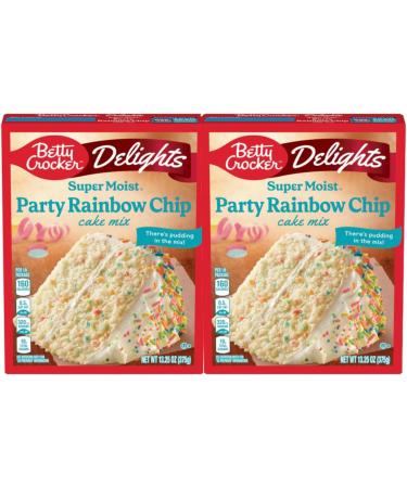 Betty Crocker Delights Super Moist Party Rainbow Chip Cake Mix 376g | Delicious and Vibrant Colorful Cake | Perfect for Everyday and Special Moments | Pack of 2 - Buy Online on SooperMarket.com