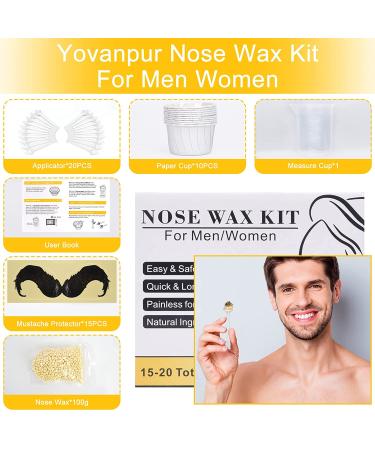 Yovanpur Nose Wax Kit: 100g Wax Beads, 20 Applicators, Mustache Protector, Easy & Painless - Buy Online on SooperMarket.com