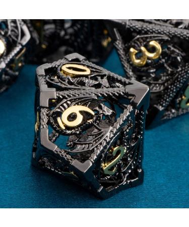 ARUOHHA Hollow DND Metal Dice Set Black Gold Dungeons and Dragons Dice D and D Dice Role Playing Games D+D Polyhedral Dice 7PCS RPG D&D Dice with Gift Box D20 D12 D10 D8 D6 D4 - Buy Online on SooperMarket.com