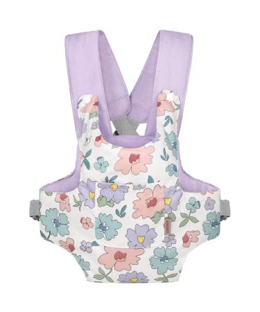 GAGAKU Baby Doll Carrier for Kids Stuffed Animal Carrier Reborn Baby Carrier with Adjustable Straps for American Girl Doll Bitty Baby Doll Accessories - Purple (Flowers) 3_purple_flower
