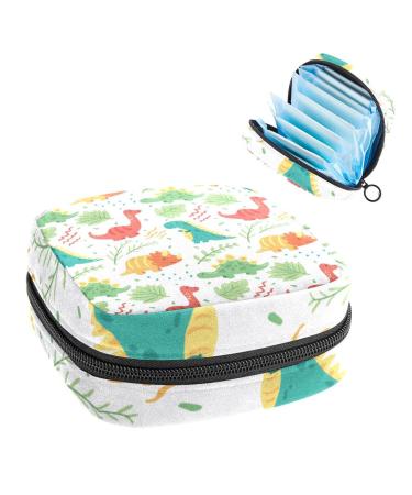 Colorful Cute Dinosaur Sanitary Napkin Storage Bag Feminine Menstrual Cup Pouches Nursing Pad Holder Tampon Bags Portable Period Bag for Women Teen Girls 1Pcs Multi-colored 11
